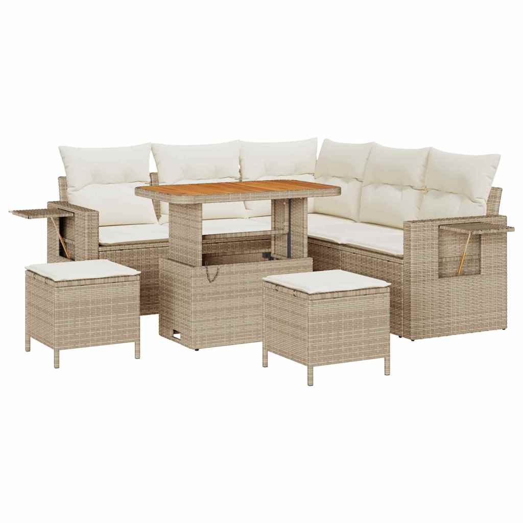 Conjunto de Sofá de Jardim 8 pcs bege e creme 90 x 55 x 71 cm