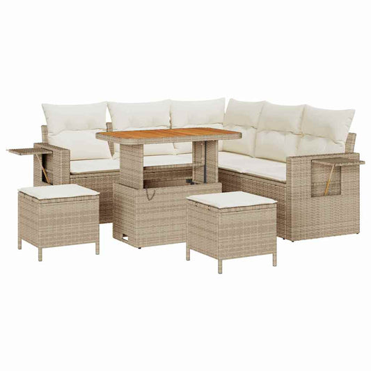 Conjunto de Sofá de Jardim 8 pcs bege e creme 90 x 55 x 71 cm