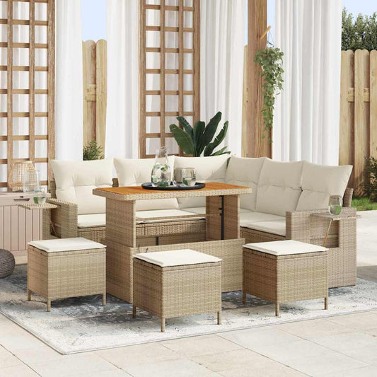 Conjunto de Sofá de Jardim 9 pcs bege e creme 110 x 55 x 71 cm