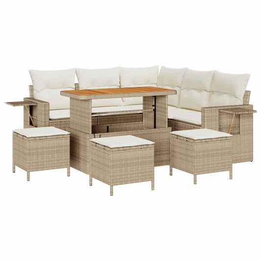 Conjunto de Sofá de Jardim 9 pcs bege e creme 110 x 55 x 71 cm