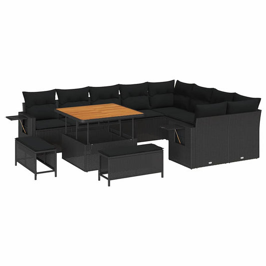 Conjunto de Sofá de Jardim 12 pcs Preto 100 x 100 x 71 cm