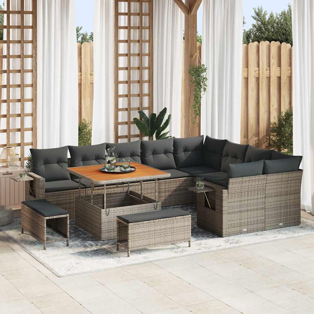 Conjunto de Sofá de Jardim 12 pcs Cinzeto 100 x 100 x 71 cm