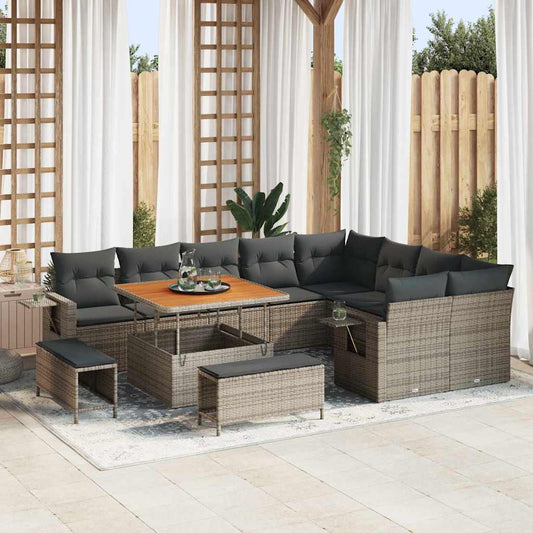 Conjunto de Sofá de Jardim 12 pcs Cinzeto 100 x 100 x 71 cm
