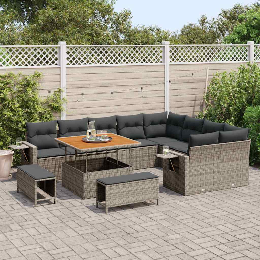 Conjunto de Sofá de Jardim 12 pcs Cinzeto 100 x 100 x 71 cm