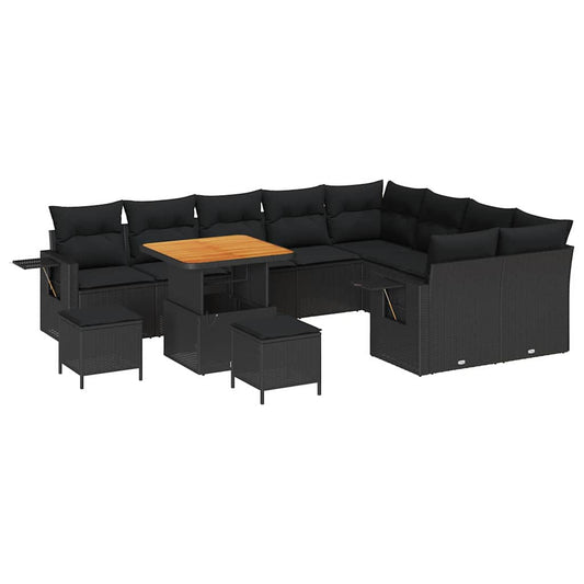 Conjunto de Sofá de Jardim 12 pcs Preto 80 x 80 x 71 cm