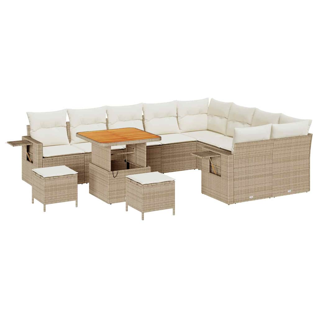 Conjunto de Sofá de Jardim 12 pcs bege e creme 80 x 80 x 71 cm