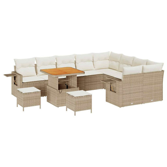 Conjunto de Sofá de Jardim 12 pcs bege e creme 80 x 80 x 71 cm