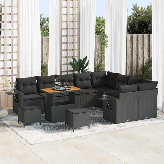 Conjunto de Sofá de Jardim 12 pcs Preto 90 x 55 x 71 cm