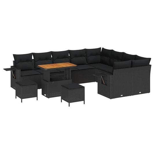 Conjunto de Sofá de Jardim 12 pcs Preto 90 x 55 x 71 cm