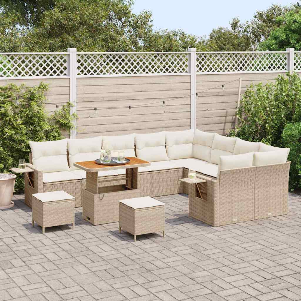 Conjunto de Sofá de Jardim 12 pcs bege e creme 90 x 55 x 71 cm
