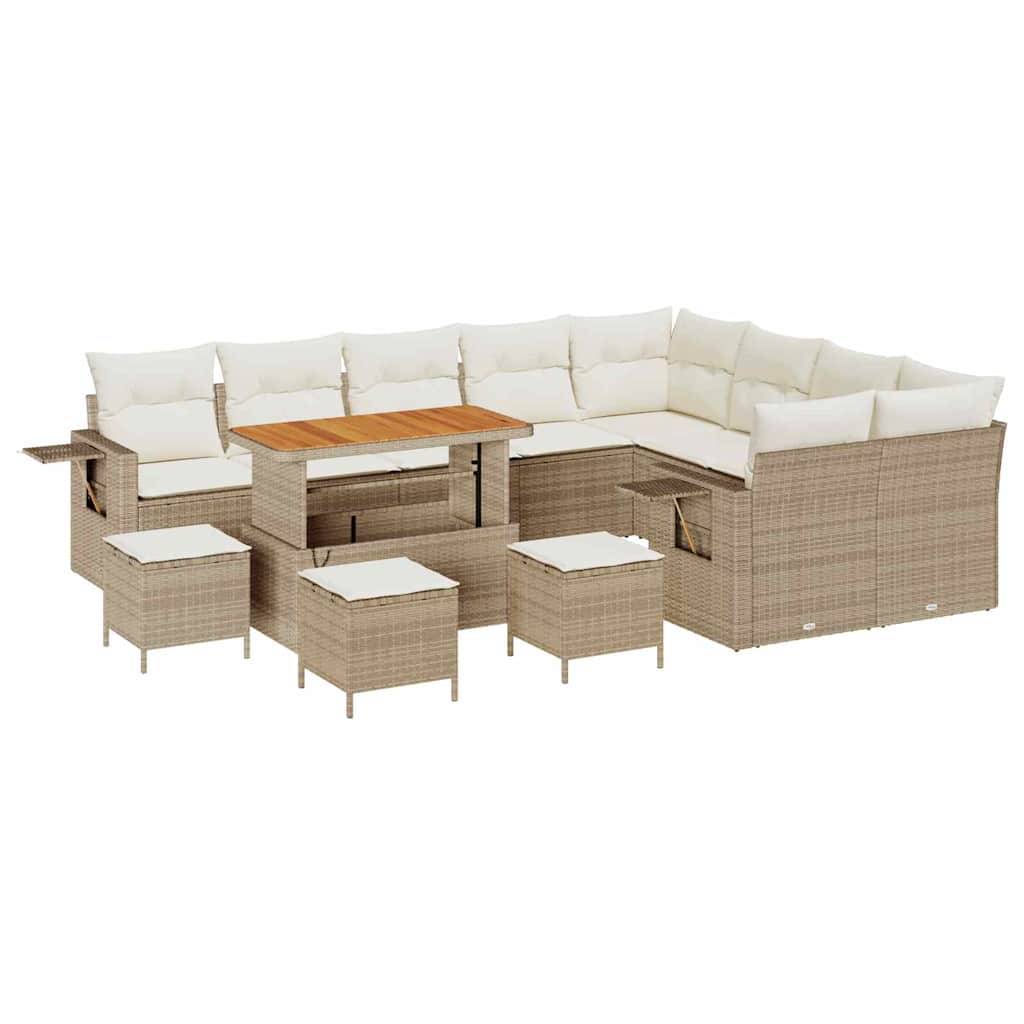 Conjunto de Sofá de Jardim 13 pcs bege e creme 110 x 55 x 71 cm
