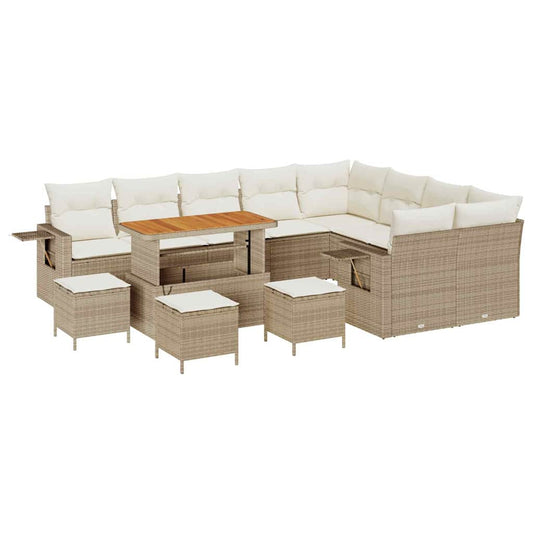 Conjunto de Sofá de Jardim 13 pcs bege e creme 110 x 55 x 71 cm