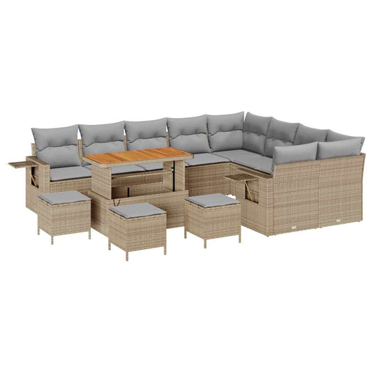 Conjunto de Sofá de Jardim 13 pcs bege e cinzento claro