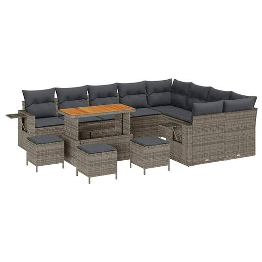 Conjunto de Sofá de Jardim com almofada 13 pcs Cinzeto