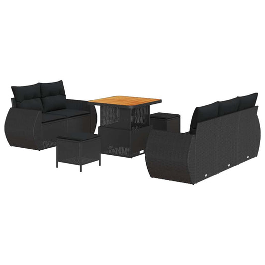 Conjunto de Sofá de Jardim Manual 8 pcs Preto 80 x 80 x 71 cm
