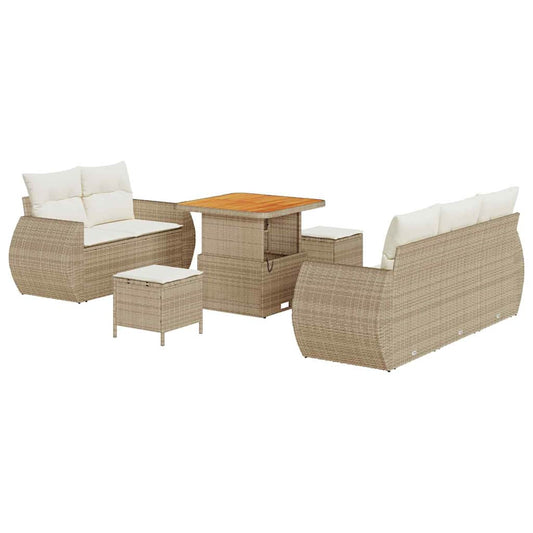 Conjunto de Sofá de Jardim 8 pcs bege e creme 80 x 80 x 71 cm