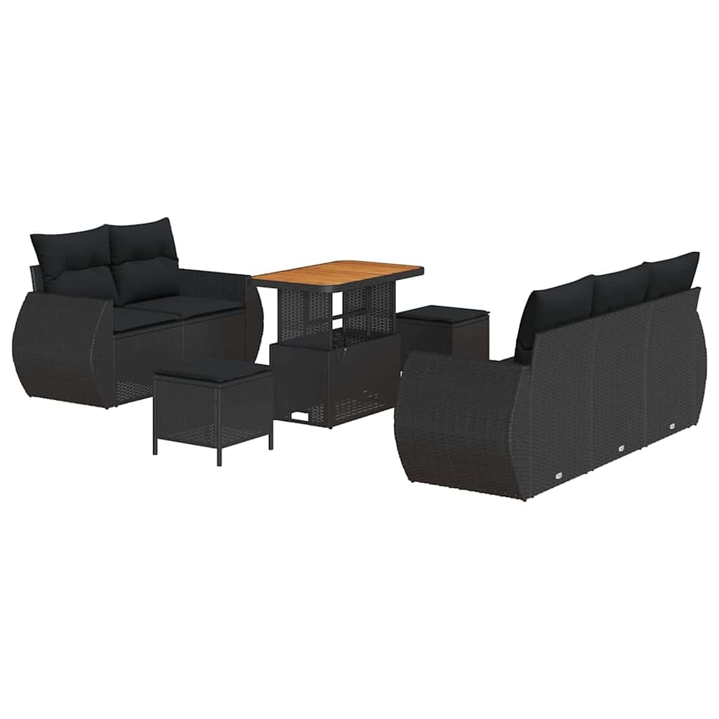Conjunto de Sofá de Jardim Manual 8 pcs Preto 90 x 55 x 71 cm