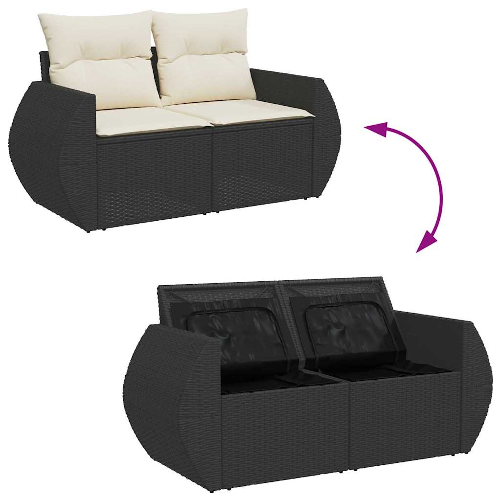 Conjunto de Sofá de Jardim 8 pcs Preto e creme 90 x 55 x 71 cm