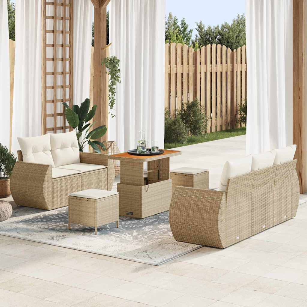 Conjunto de Sofá de Jardim 8 pcs bege e creme 90 x 55 x 71 cm