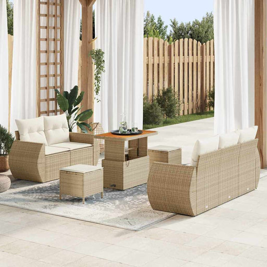 Conjunto de Sofá de Jardim 8 pcs bege e creme 90 x 55 x 71 cm