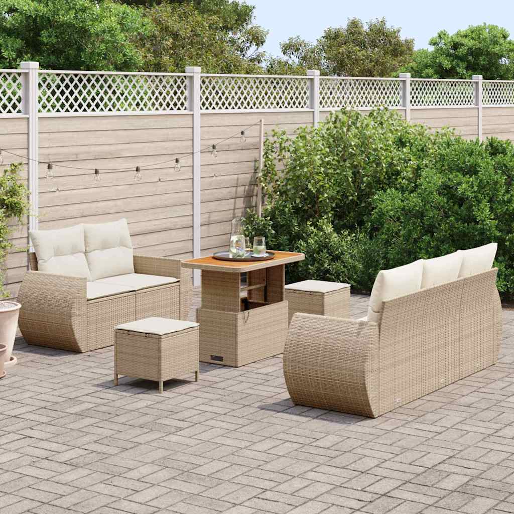 Conjunto de Sofá de Jardim 8 pcs bege e creme 90 x 55 x 71 cm