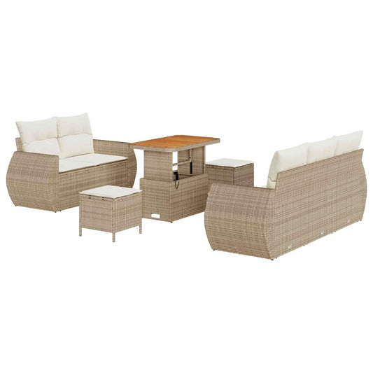 Conjunto de Sofá de Jardim 8 pcs bege e creme 90 x 55 x 71 cm