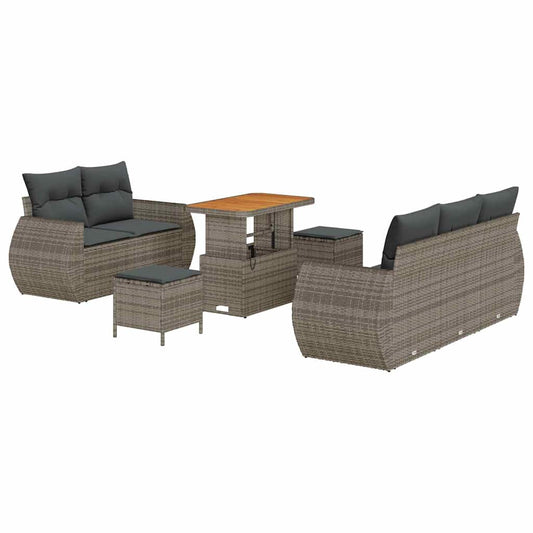 Conjunto de Sofá de Jardim Manual 8 pcs Cinzeto 90 x 55 x 71 cm