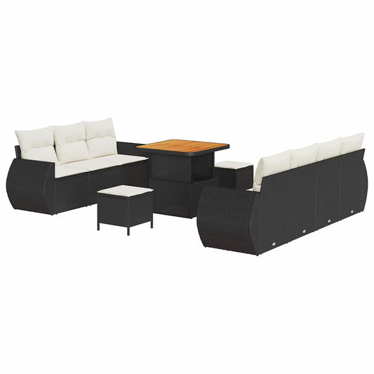 Conjunto de Sofá de Jardim 10 pcs Preto e creme 80 x 80 x 71 cm