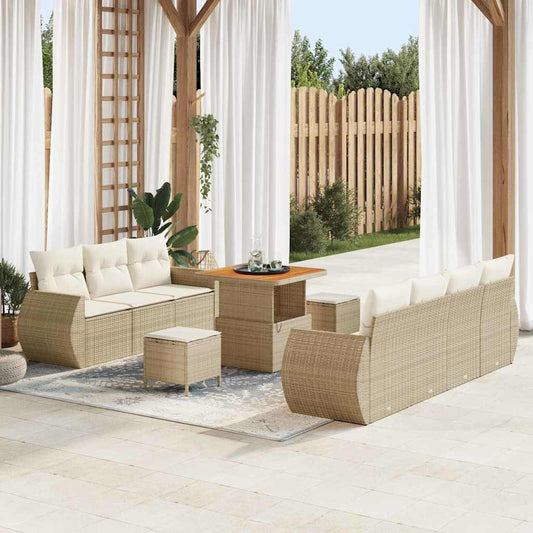 Conjunto de Sofá de Jardim 10 pcs bege e creme 80 x 80 x 71 cm
