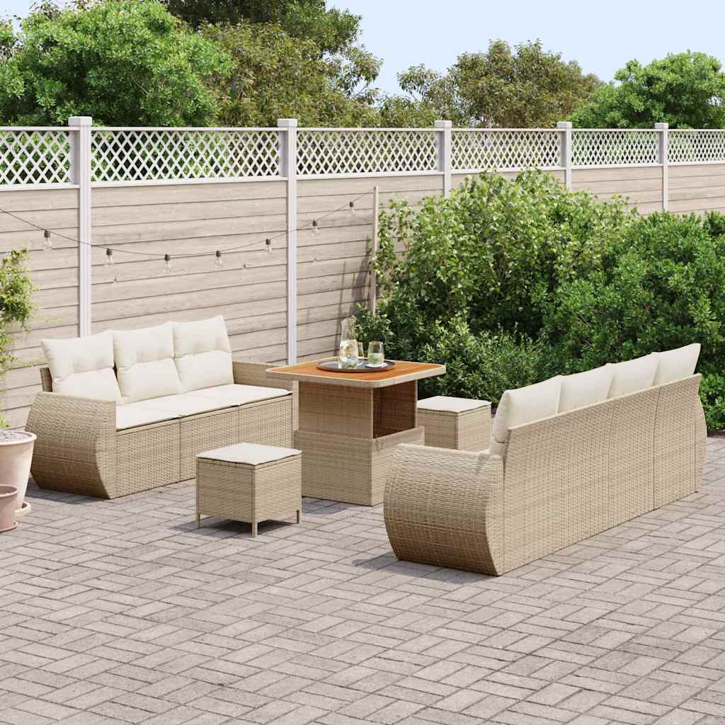 Conjunto de Sofá de Jardim 10 pcs bege e creme 80 x 80 x 71 cm