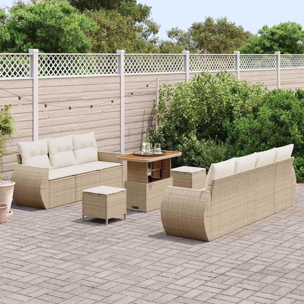 Conjunto de Sofá de Jardim 10 pcs bege e creme 90 x 55 x 71 cm