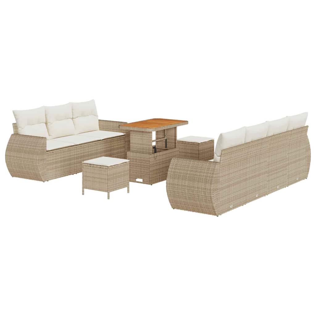 Conjunto de Sofá de Jardim 10 pcs bege e creme 90 x 55 x 71 cm