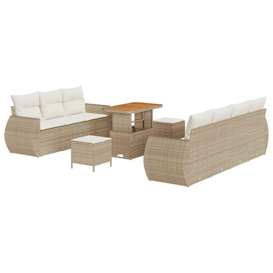 Conjunto de Sofá de Jardim 10 pcs bege e creme 90 x 55 x 71 cm