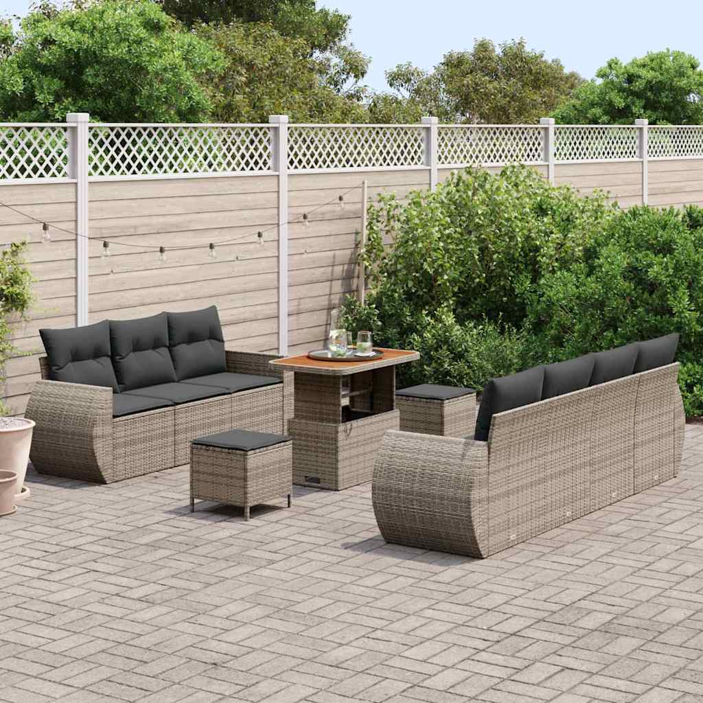Conjunto de Sofá de Jardim com almofada Manual 10 pcs Cinzeto