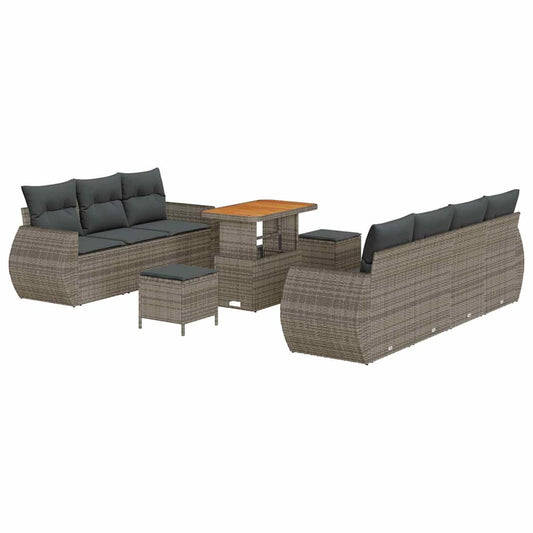 Conjunto de Sofá de Jardim com almofada Manual 10 pcs Cinzeto
