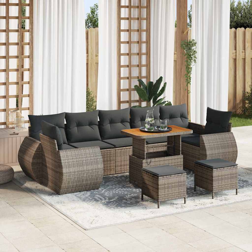 Conjunto de Sofá de Jardim com almofada Manual 10 pcs Cinzeto
