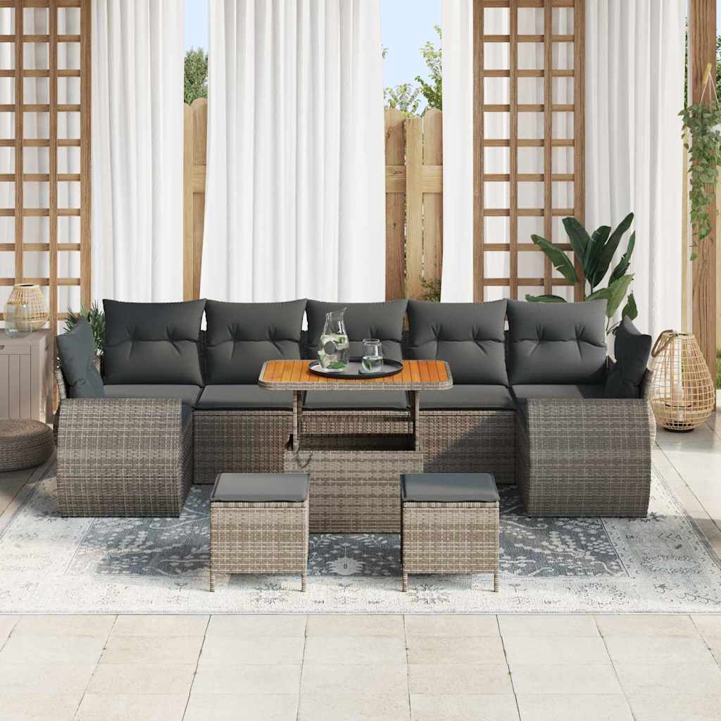 Conjunto de Sofá de Jardim com almofada Manual 10 pcs Cinzeto