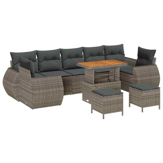 Conjunto de Sofá de Jardim com almofada Manual 10 pcs Cinzeto