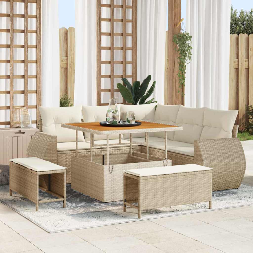 Conjunto de Sofá de Jardim 8 pcs bege e creme 100 x 100 x 71 cm