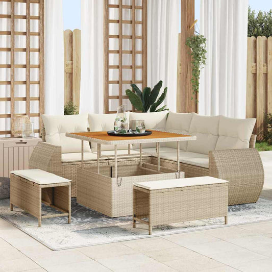 Conjunto de Sofá de Jardim 8 pcs bege e creme 100 x 100 x 71 cm