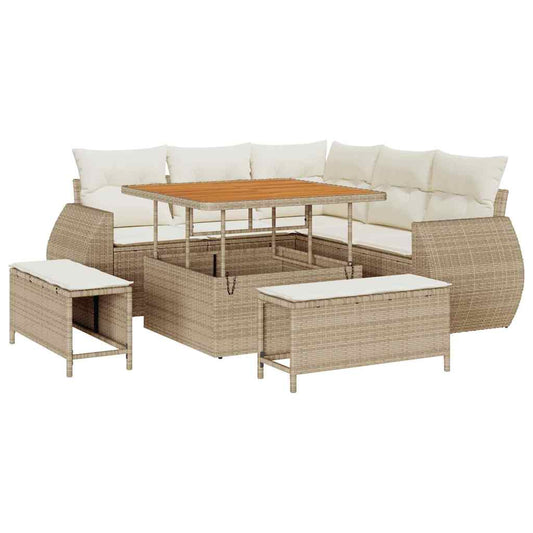 Conjunto de Sofá de Jardim 8 pcs bege e creme 100 x 100 x 71 cm