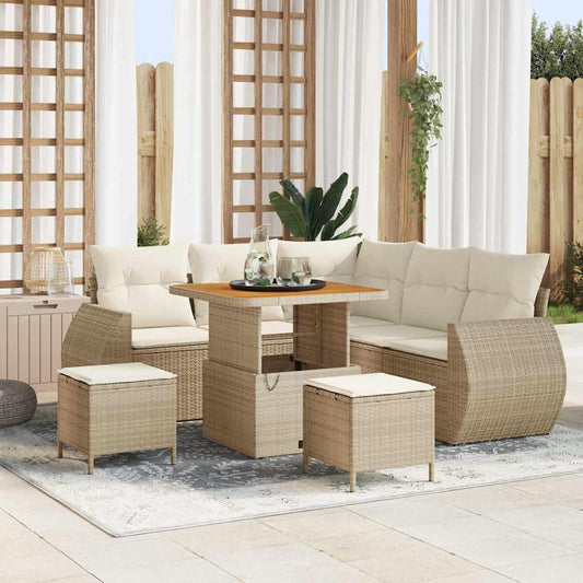 Conjunto de Sofá de Jardim 8 pcs bege e creme 80 x 80 x 71 cm