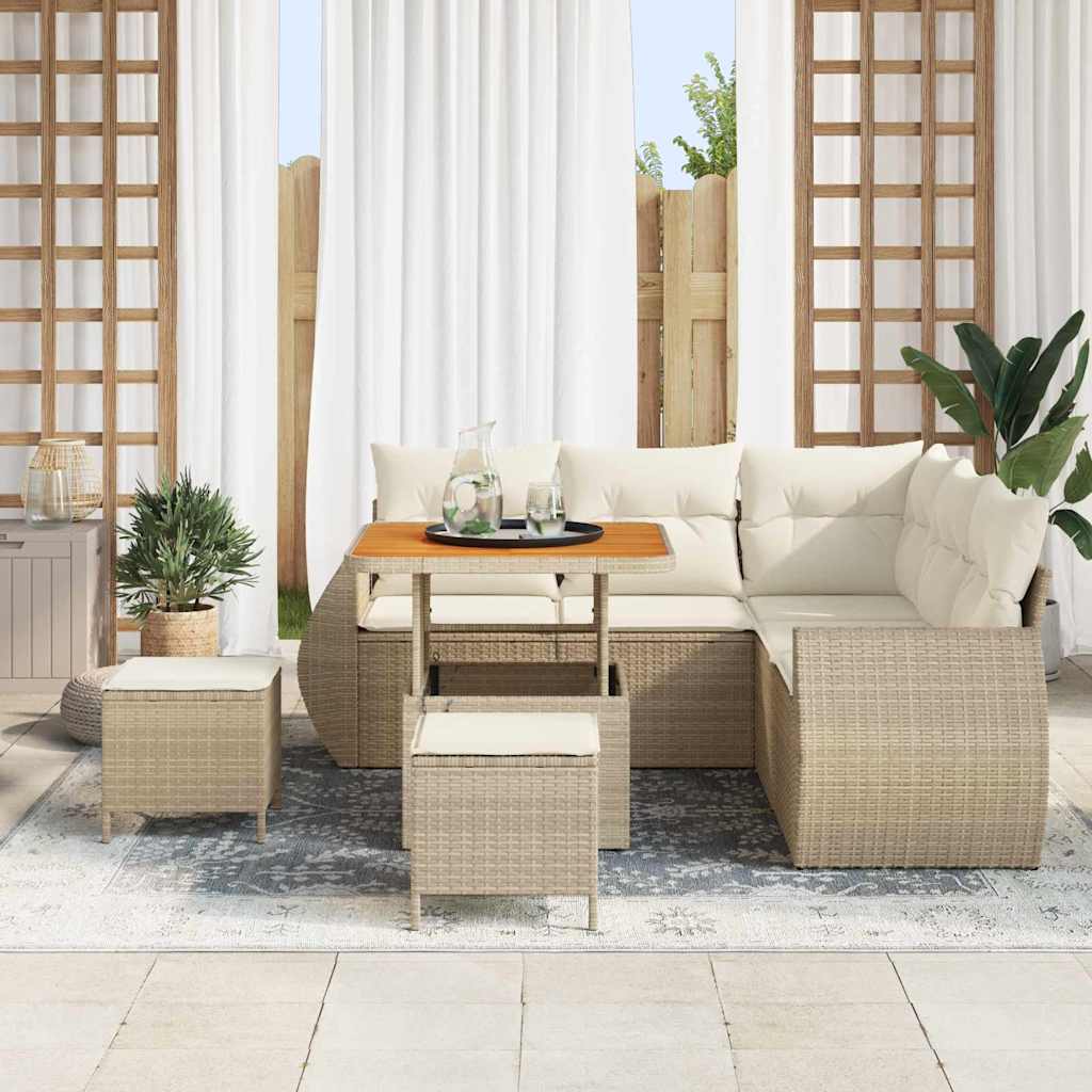 Conjunto de Sofá de Jardim 8 pcs bege e creme 80 x 80 x 71 cm
