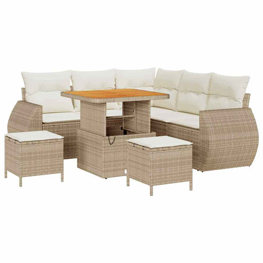Conjunto de Sofá de Jardim 8 pcs bege e creme 80 x 80 x 71 cm