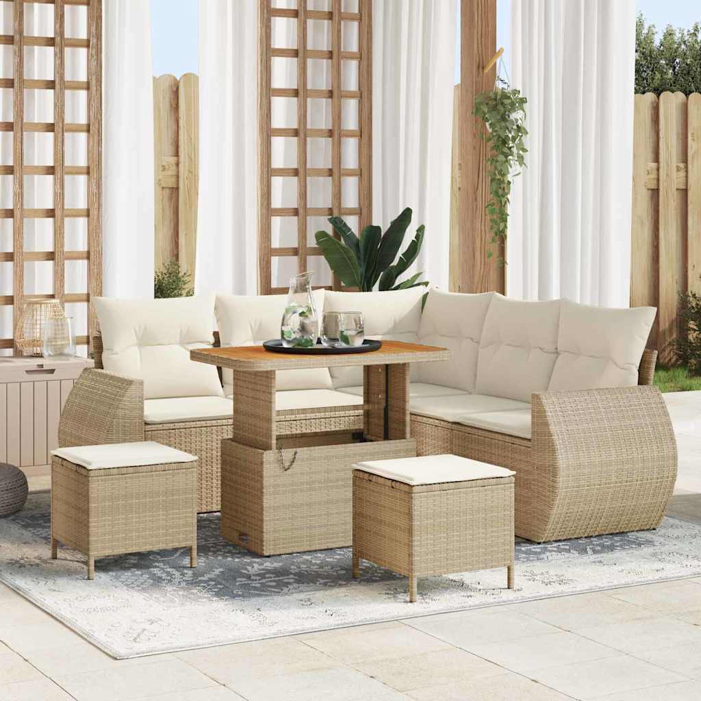 Conjunto de Sofá de Jardim 8 pcs bege e creme 90 x 55 x 71 cm