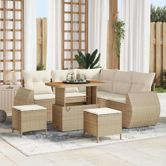 Conjunto de Sofá de Jardim 8 pcs bege e creme 90 x 55 x 71 cm