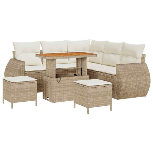 Conjunto de Sofá de Jardim 8 pcs bege e creme 90 x 55 x 71 cm