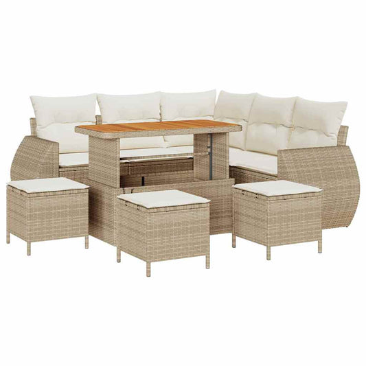 Conjunto de Sofá de Jardim 9 pcs bege e creme 110 x 55 x 71 cm