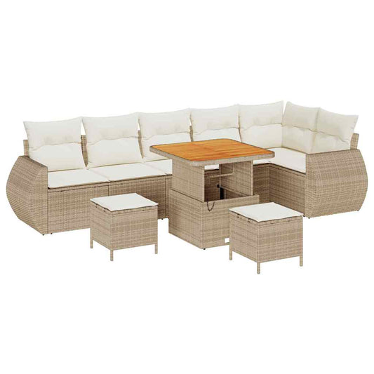 Conjunto de Sofá de Jardim 9 pcs bege e creme 80 x 80 x 71 cm