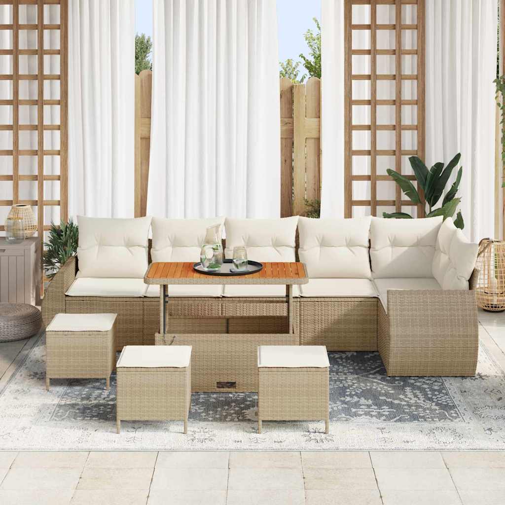 Conjunto de Sofá de Jardim 10 pcs bege e creme 110 x 55 x 71 cm